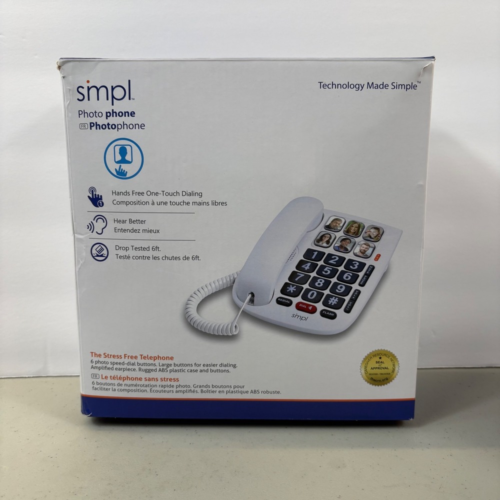 Simpl Photo Phone Big Button Amplified Corded Telephone for Seniors White 56010